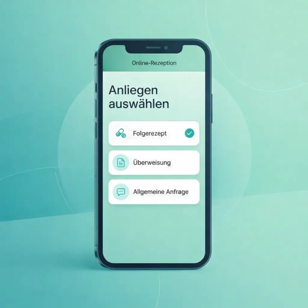 Online-Rezeption, Anliegen auswählen